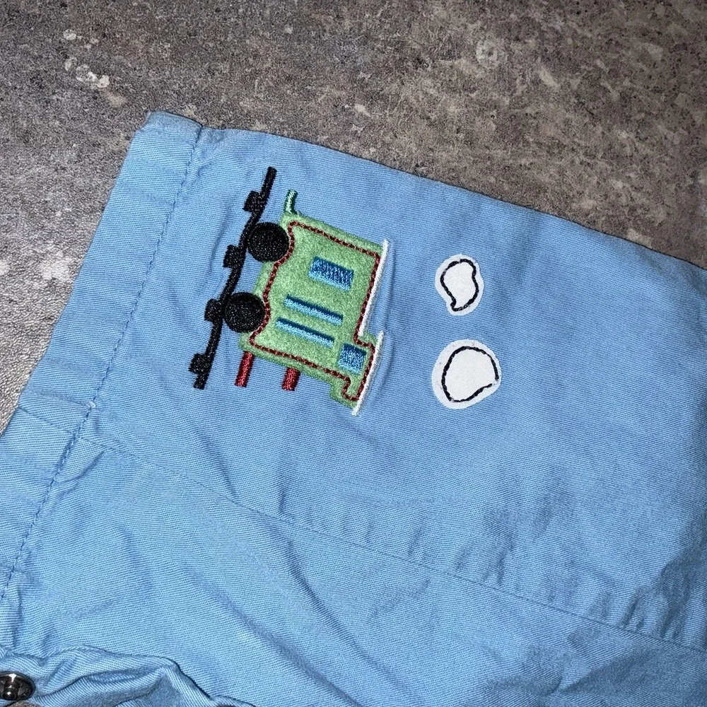 Vintage Baby Gap Overalls Train Blue Newborn 12-17 Lbs‎